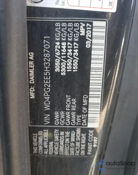 2017 Mercedes-Benz Metris z USA, uszkodzony, nr VIN WD4PG2EE5H3287071